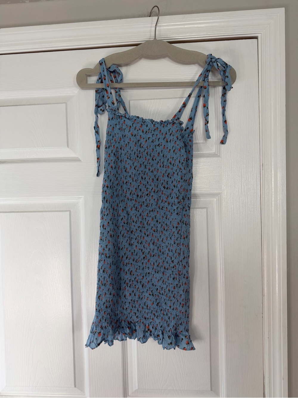 Blue Floral Tie-Shoulder Casual Sundress